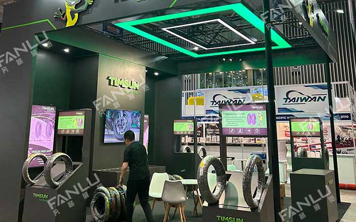 柬埔寨汽配展騰森輪胎45平展臺搭建